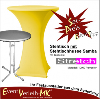 Stehtisch & Stretch-Stehtischhusse - gelb - INKL. REINIGUNG